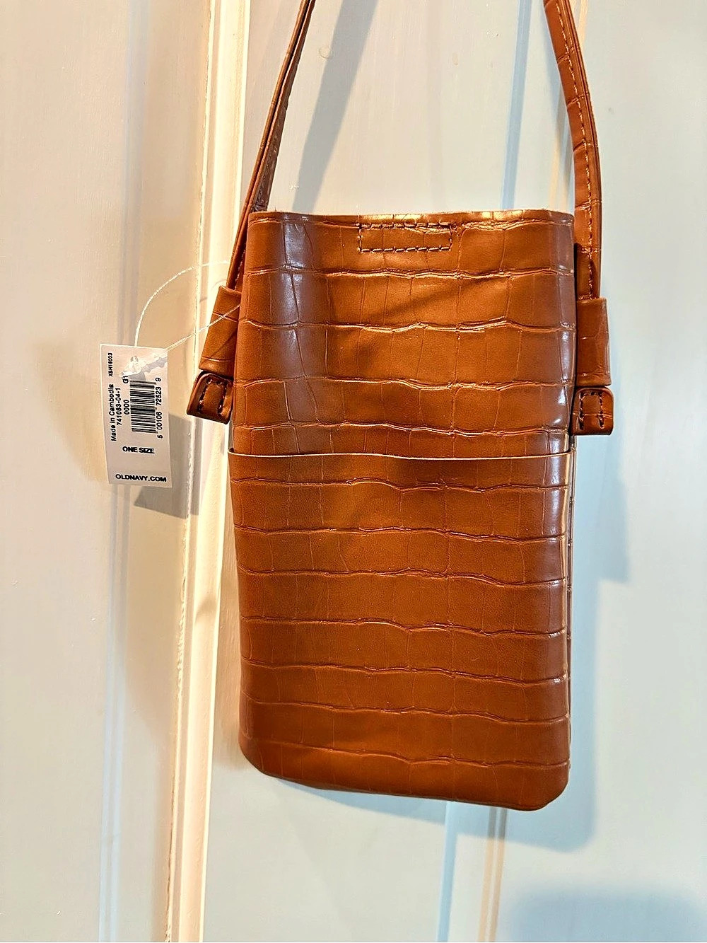 Old Navy Crossbody Phone Bag Croc-Embossed Brown